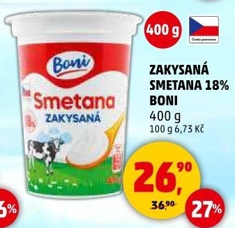 Smetana zakysaná Boni 18%