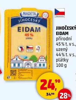 Sýr Eidam Jihočeský 45% Madeta