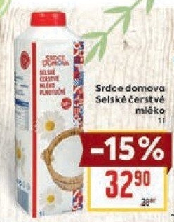 Mléko čerstvé selské Srdce Domova