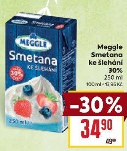 Smetana ke šlehání trvanlivá Meggle 30%