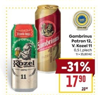 Pivo světlý ležák 12° Patron Gambrinus