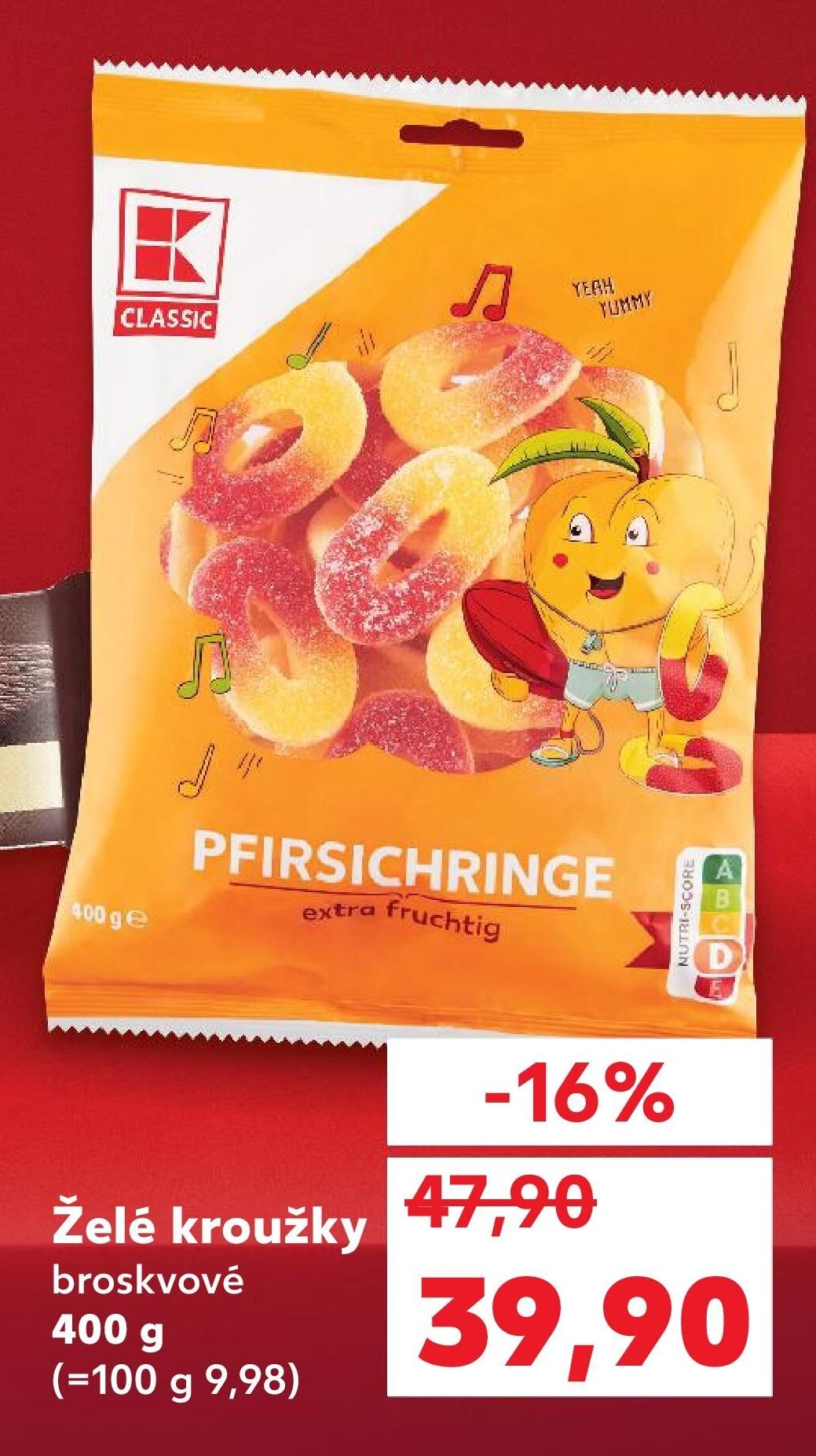 Želé kroužky broskvové