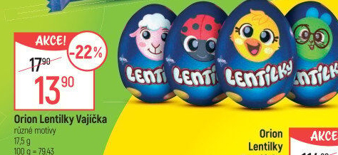 Čokoládové vajíčko s lentilkami Orion