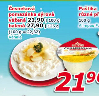 Česneková sýrová pomazánka Váhala