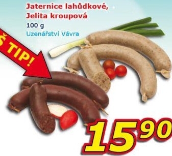 Jitrnice lahůdkové Uzenářství Vávra