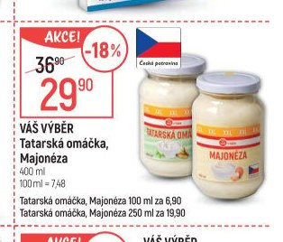 VÁŠ VÝBĚR Tatarská omáčka, Majonéza