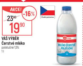 Mléko čerstvé Váš Výběr- 1,5% polotučné