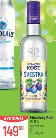 Pálenka Švestka Moravský košt Palírna U Zeleného stromu