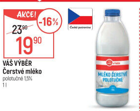 Mléko čerstvé Váš Výběr- 1,5% polotučné