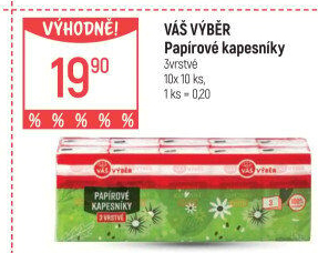 Papírové kapesníčky 3vrstvé Váš Výběr