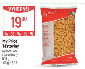 Těstoviny semolinové My Price