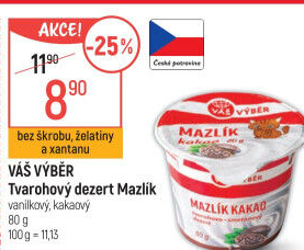 Tvarohový dezert Mazlík Váš Výběr