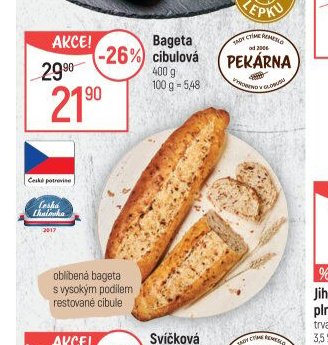 Bageta s vysokým podílem restované cibule