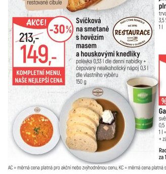 Svíčková na smetaně s hovězím masem a houskovými knedlíky