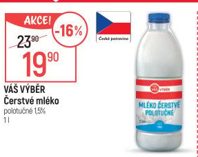 Mléko čerstvé Váš Výběr- 1,5% polotučné
