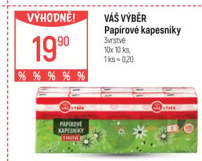Papírové kapesníčky 3vrstvé Váš Výběr