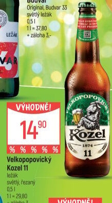 Pivo světlý ležák 11° Medium Velkopopovický Kozel