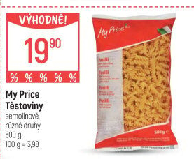 Těstoviny semolinové My Price