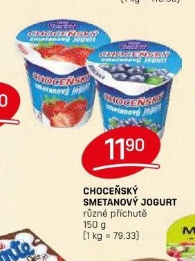 CHOCEŇSKÝ SMETANOVÝ JOGURT různé příchutě