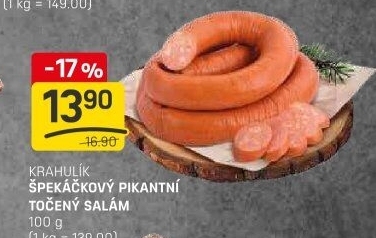 Salám špekáčkový pikantní točený Krahulík