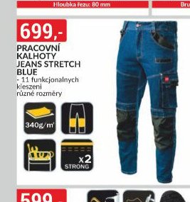 Pracovní kalhoty jeans stretch blue