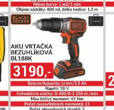 Aku vrtačka bezuhlíková BL188K