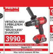 Vrtačka aku s příklepem Festa Share20V