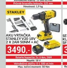 Aku vrtačka Stanley V20 18V