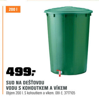 Sud na dešťovou vodu s kohoutkem a víkem