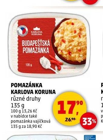 POMAZÁNKA KARLOVA KORUNA různé druhy
