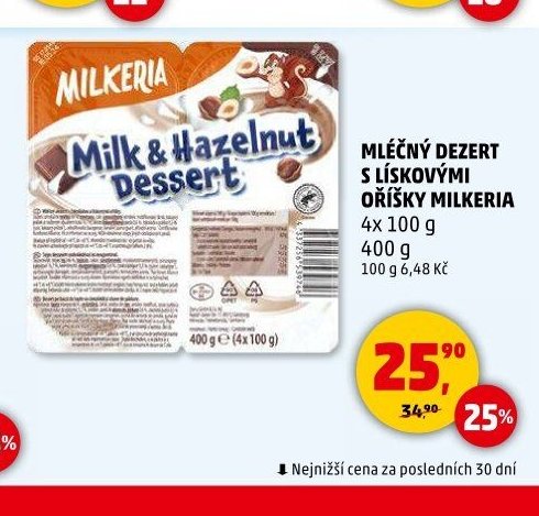 MLÉČNÝ DEZERT S LÍSKOVÝMI OŘÍŠKY MILKERIA