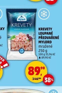 Krevety loupané předvařené Mylord mražené 250 g