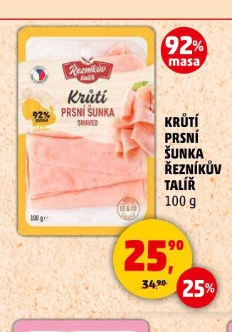 KRŮTÍ PRSNÍ ŠUNKA ŘEZNÍKŮV TALÍŘ 100 g