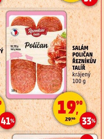 SALÁM POLIČAN ŘEZNÍKŮV TALÍŘ krájený 100 g