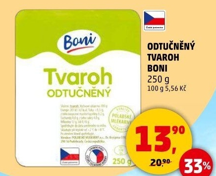 Tvaroh měkký odtučněný Boni