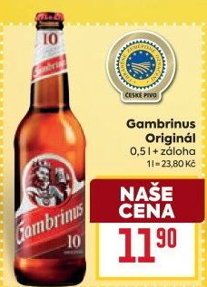 Pivo světlé výčepní Originál 10° Gambrinus