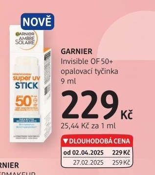 Opalovací tyčinka Invisible OF 50+ Garnier