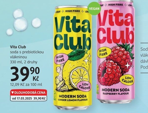 Soda s prebiotickou vlákninou Vita Club