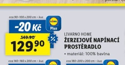 LIVARNO HOME ŽERZEJOVÉ NAPÍNACÍ PROSTĚRADLO cca 90-100 x 200 cm