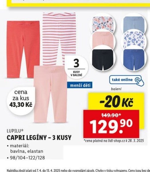 Lupilu Capri legíny - 3 kusy