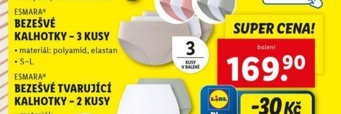 ESMARA BEZEŠVÉ KALHOTKY - 3 KUSY