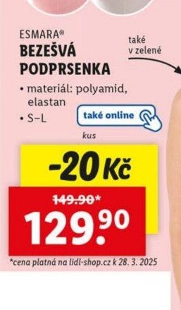 ESMARA BEZEŠVÁ PODPRSENKA