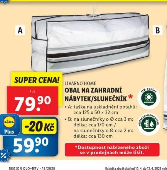 LIVARNO HOME OBAL NA ZAHRADNÍ NÁBYTEK/SLUNEČNÍK
