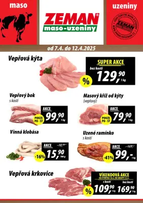 akční leták ZEMAN maso - uzeniny 7.4.2025-12.4.2025