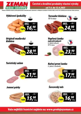 akční leták ZEMAN maso - uzeniny 7.4.2025-12.4.2025