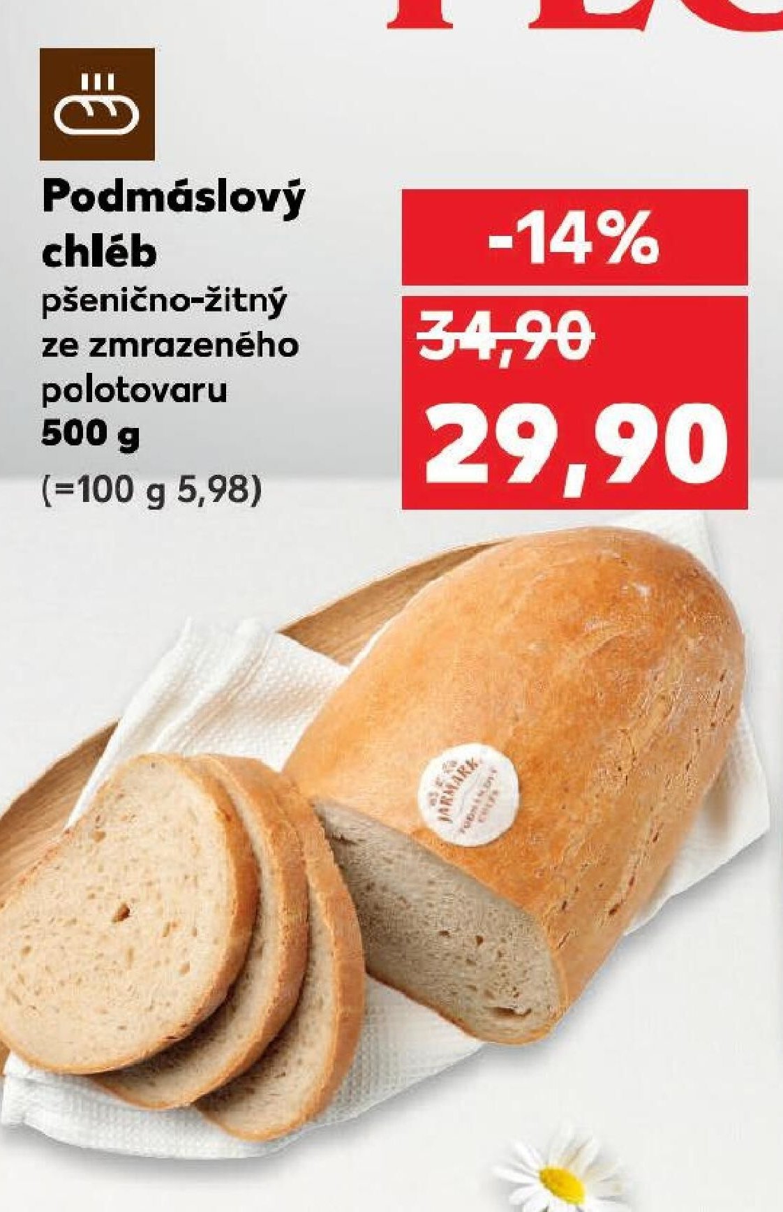 Podmáslový chléb pšenično-žitný ze zmrazeného polotovaru 500 g