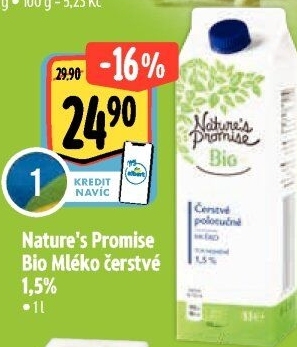 Mléko čerstvé bio Nature'