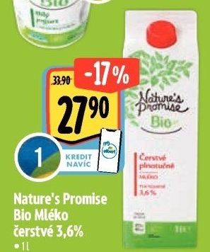 Mléko čerstvé bio Nature'