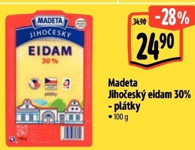 Sýr Eidam Jihočeský 30% Madeta