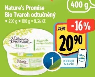 Tvaroh odtučněný bio Nature'